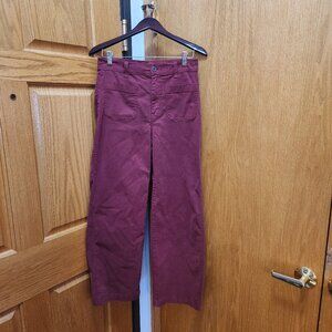 Madewell The Emmett Wide Leg Pant Patch Pocket Claret Berry Red US 27